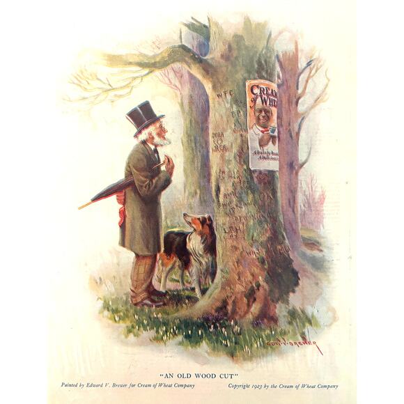 1923 Original Antique Magazine Ad | Cream of Wheat | "An Old Wood Cut" - Picture 1 of 3
